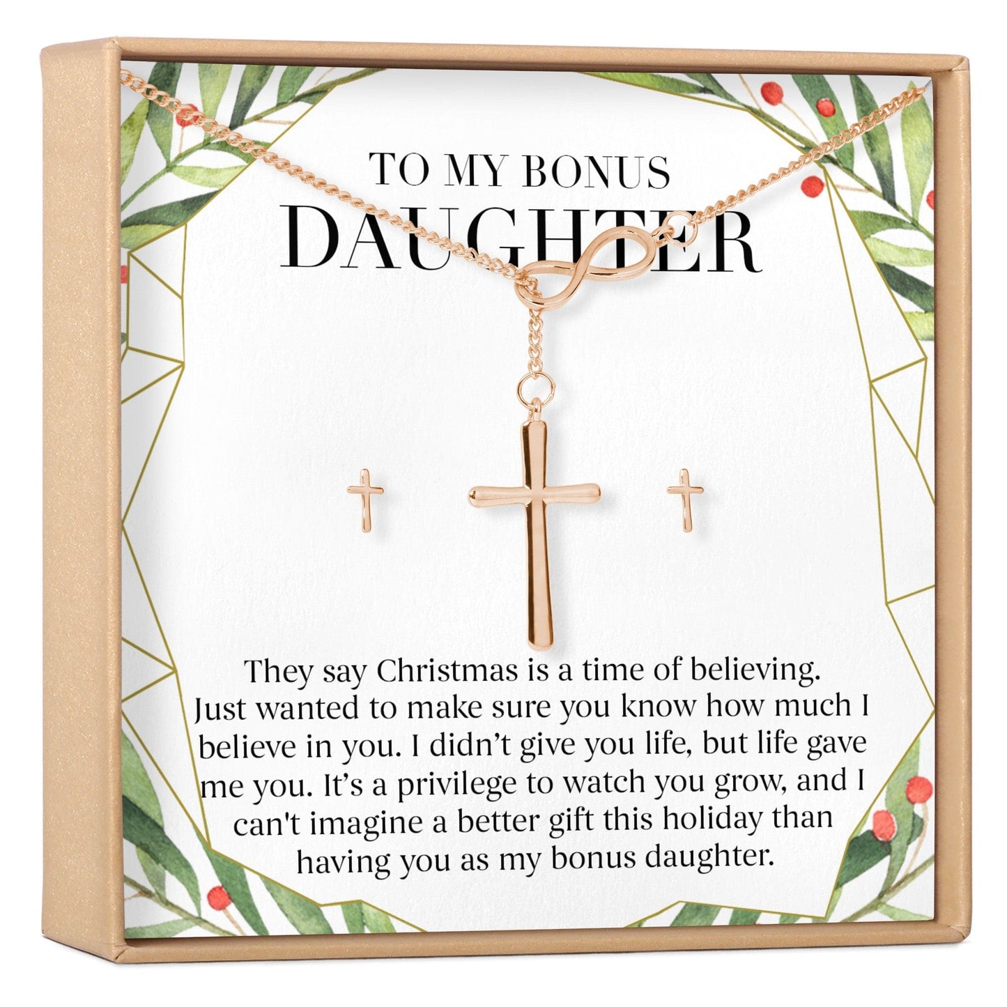 Christmas Gift for Stepdaughter Cross earring and Necklace Set Jewelry Set