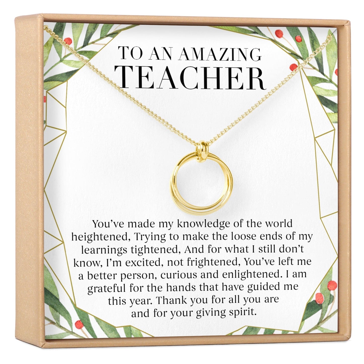 Christmas Gift for Teacher Linked Circles Necklace