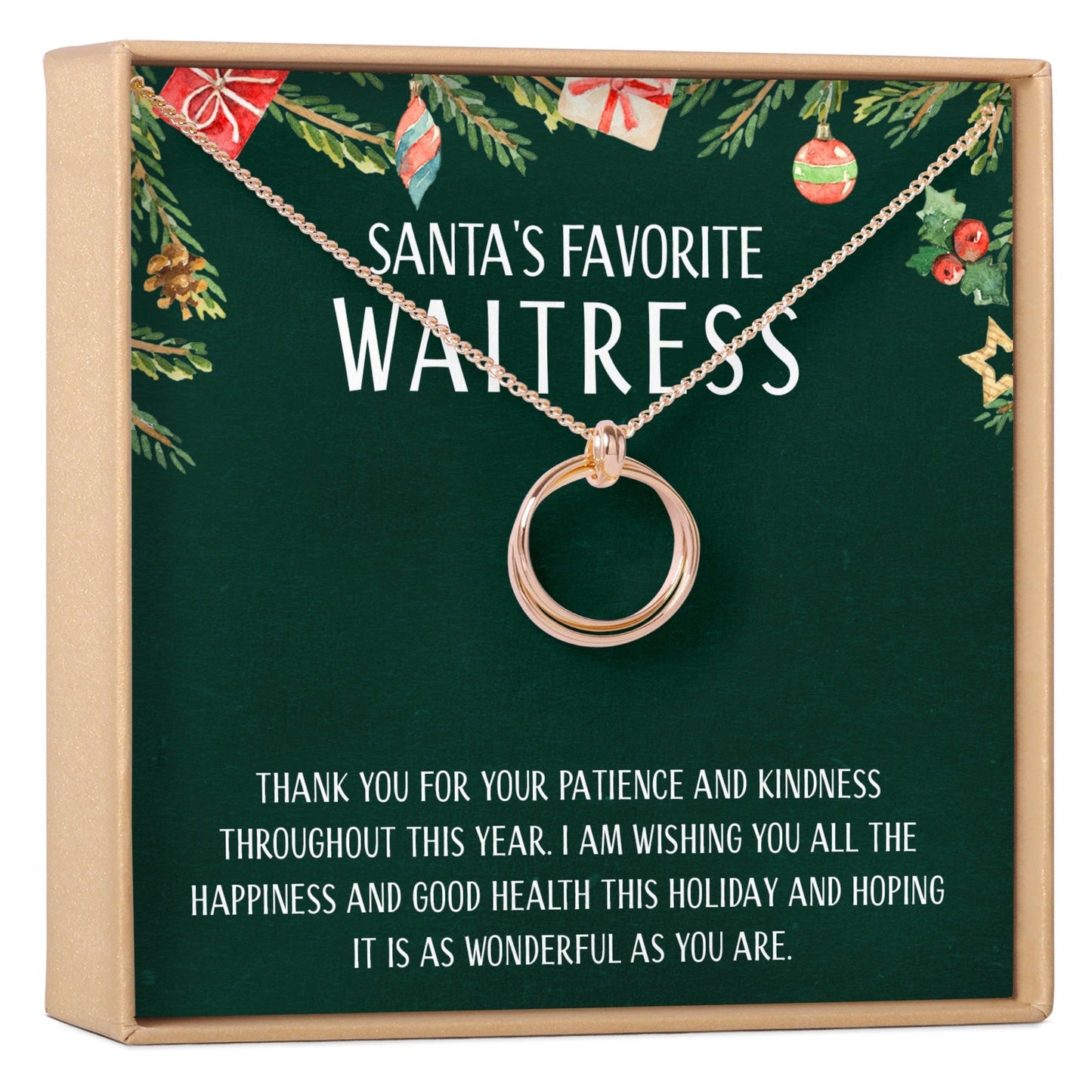 Christmas Gift for Waitress Linked Circles Necklace