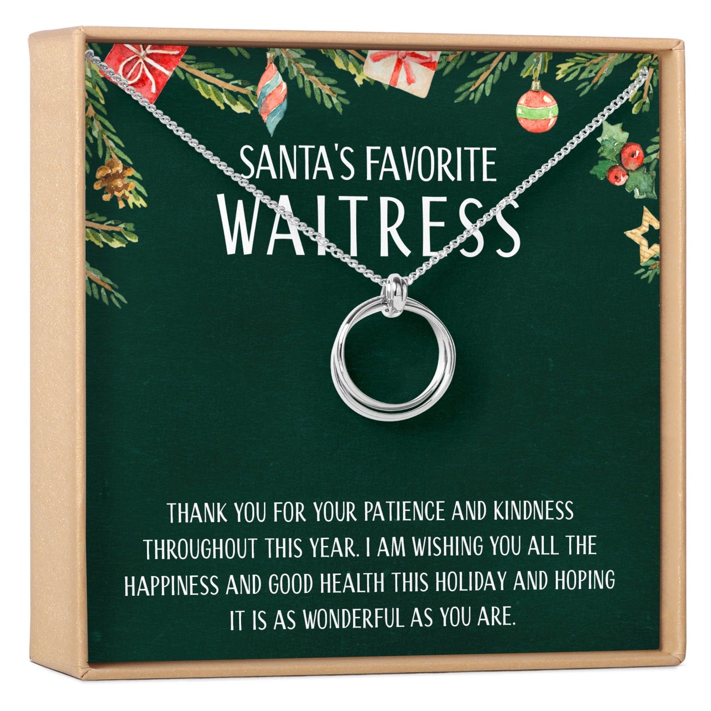 Christmas Gift for Waitress Linked Circles Necklace