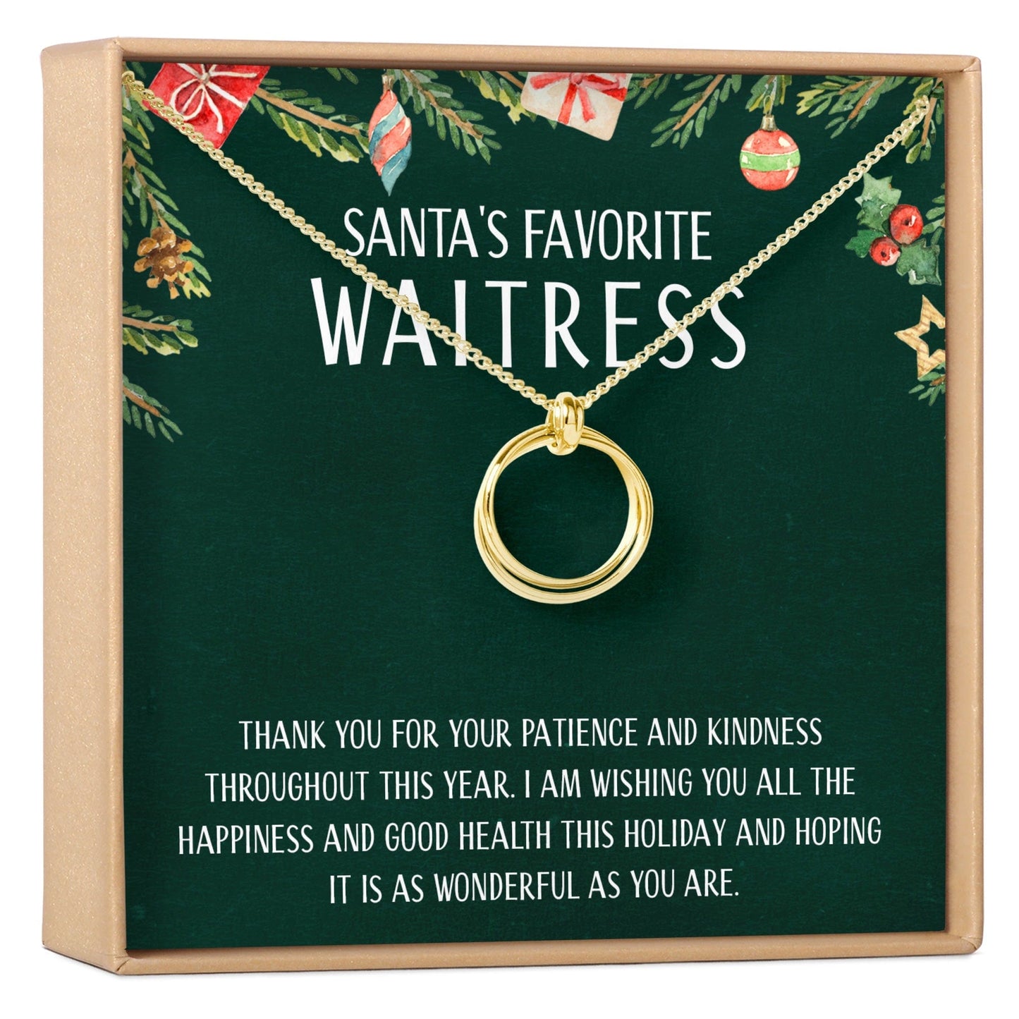 Christmas Gift for Waitress Linked Circles Necklace