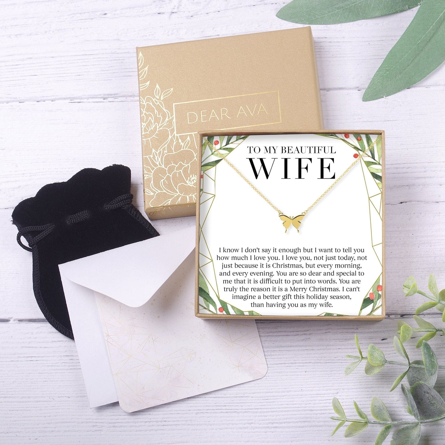 Christmas Gift for Wife Butterfly Pendant Necklace