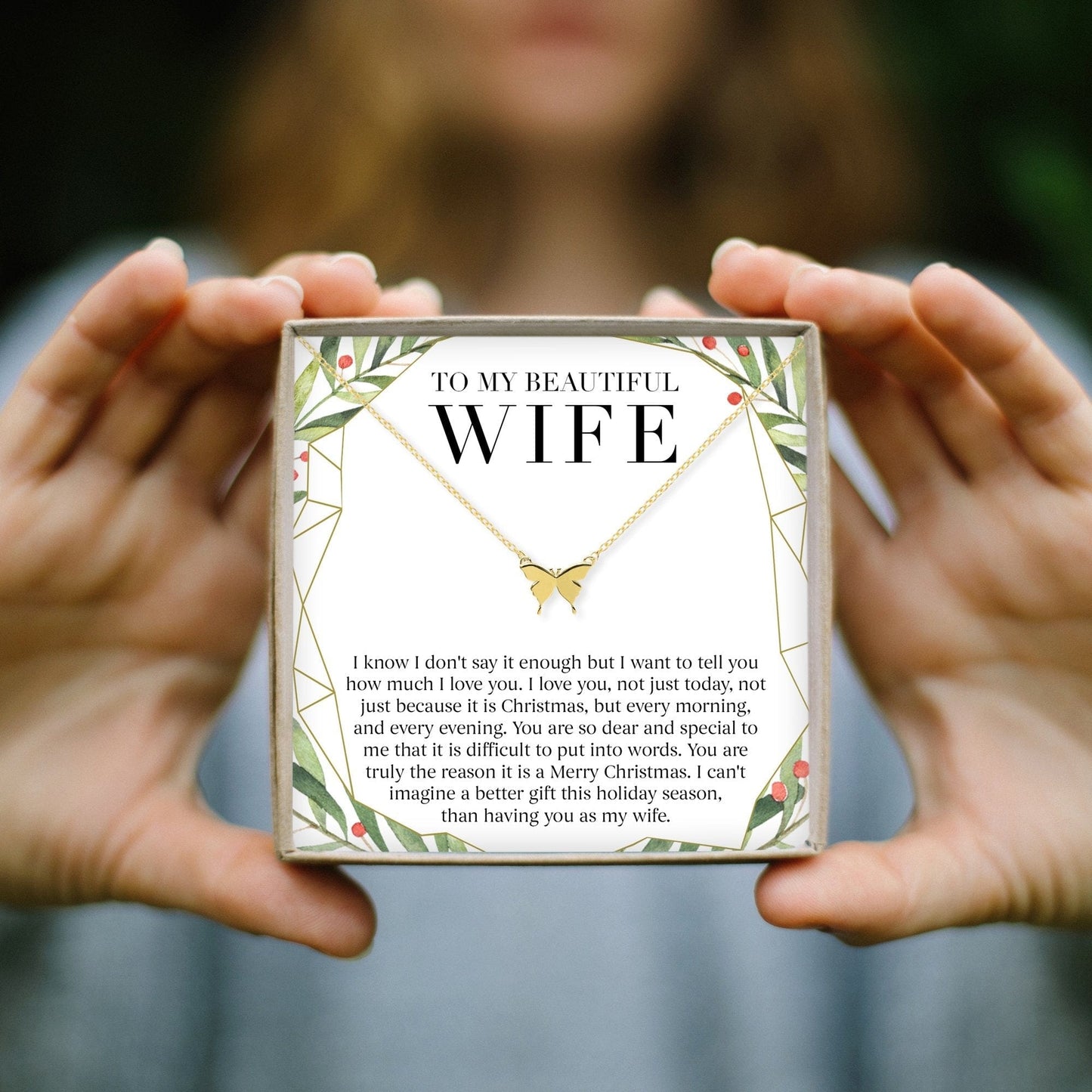 Christmas Gift for Wife Butterfly Pendant Necklace