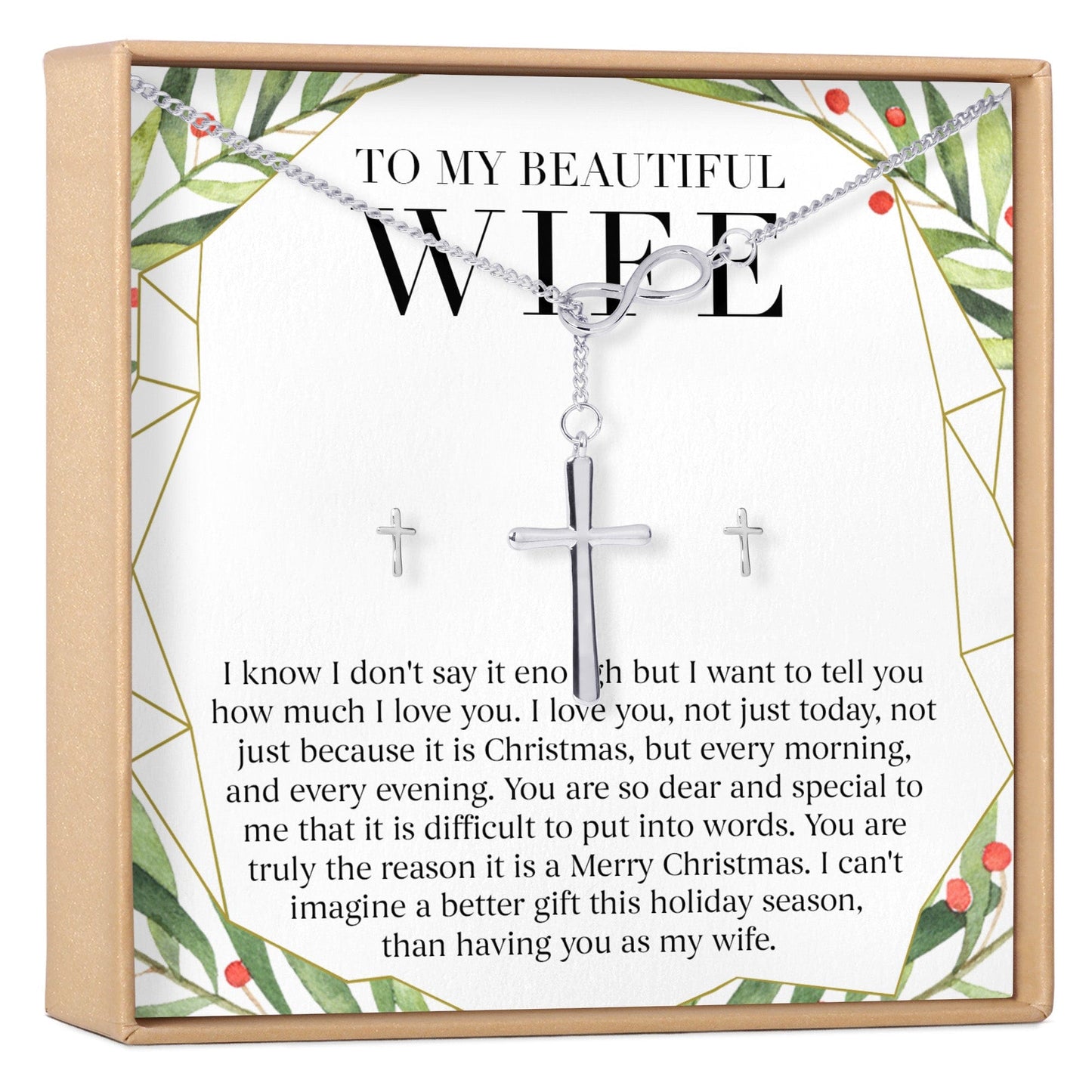 Christmas Gift for Wife Cross earring and Necklace Set Jewelry Set