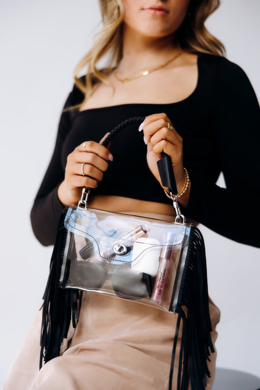 Clear Fringe Crossbody Handbag