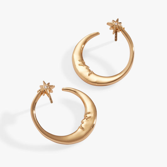 Crescent Moon Hoop Earrings