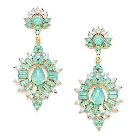 Crystal Rhinestone Flame Evening Earrings