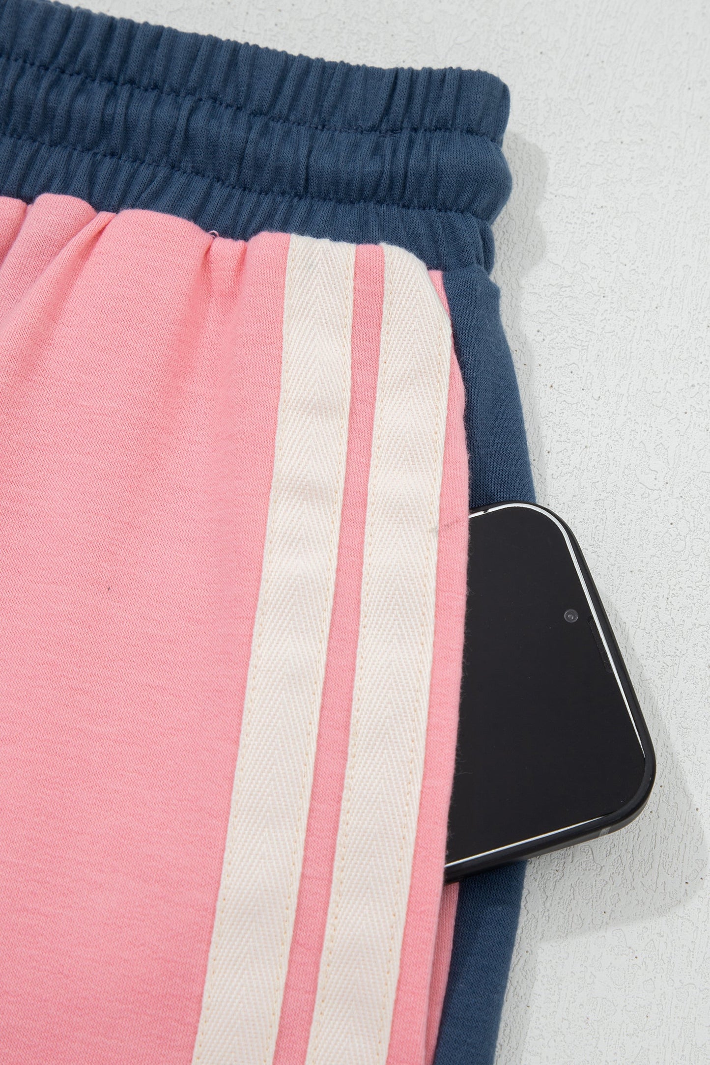 Colorblock Patchwork Varsity Stripe Drawstring Shorts