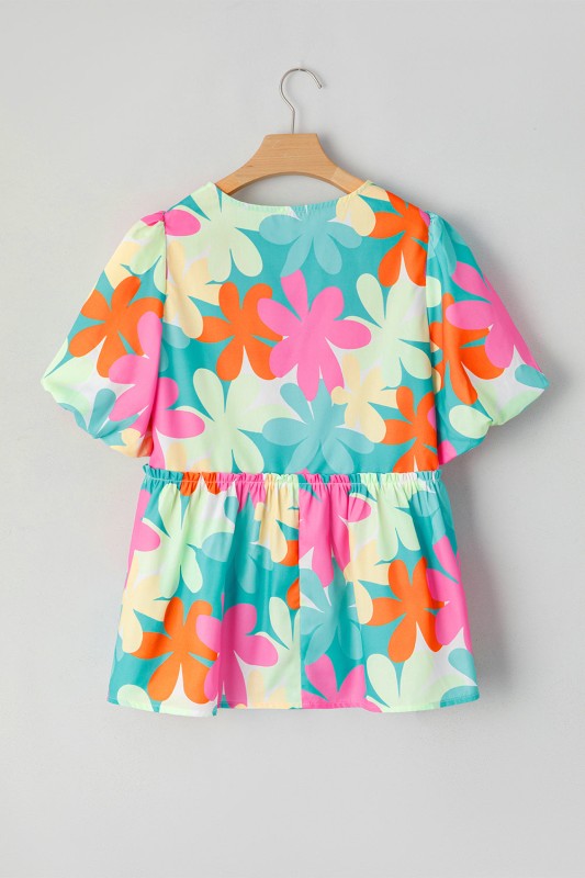 Kathryn Bubble Sleeve Peplum Blouse women's trendy boutique outfit