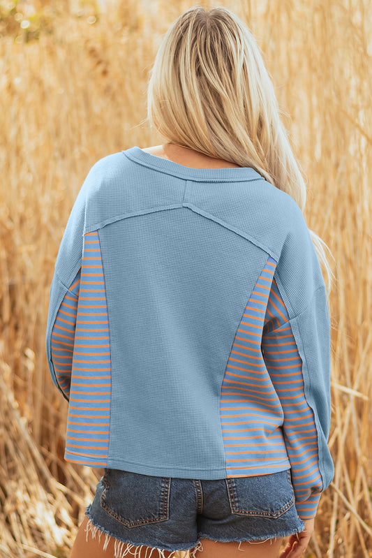 Madison Exposed Seam Waffle Baggy Pullover