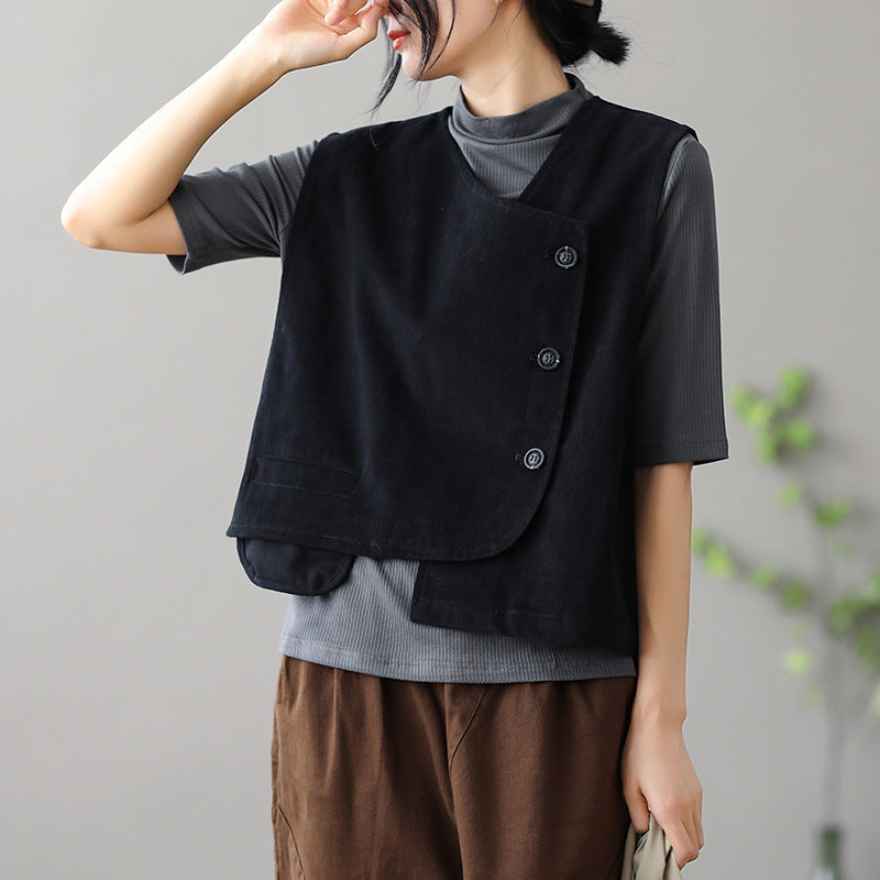 Women's Retro Straight-Cut Vest Jacket – Elegant Commuter Cardigan