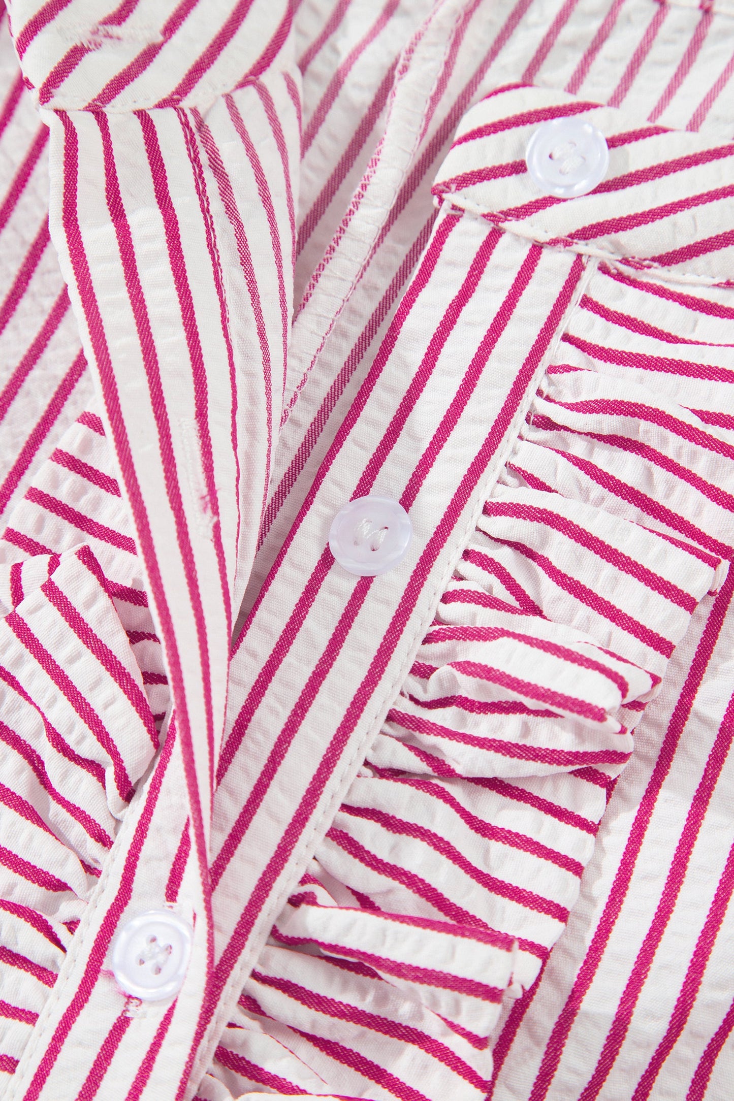 Stripe Frilled Half Buttoned Maxi Dress