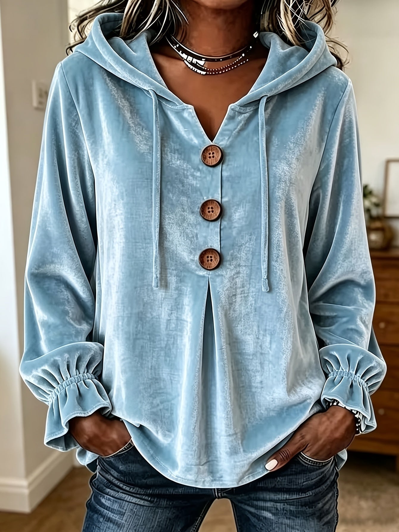 Velvet Long Sleeve Blouse | 8 Colors | S–5XL