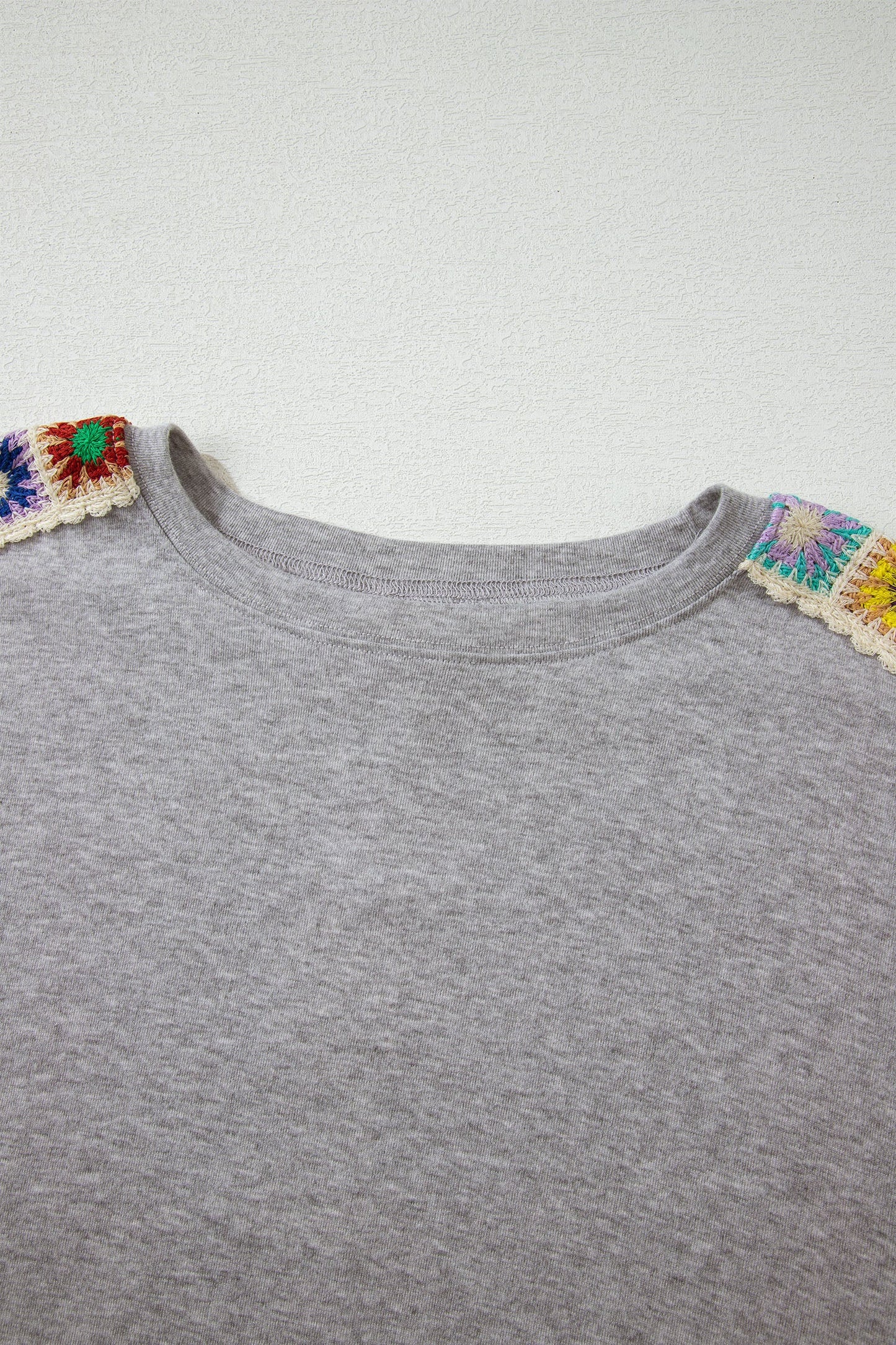 Crochet Trim Dolman Sleeve T-Shirt