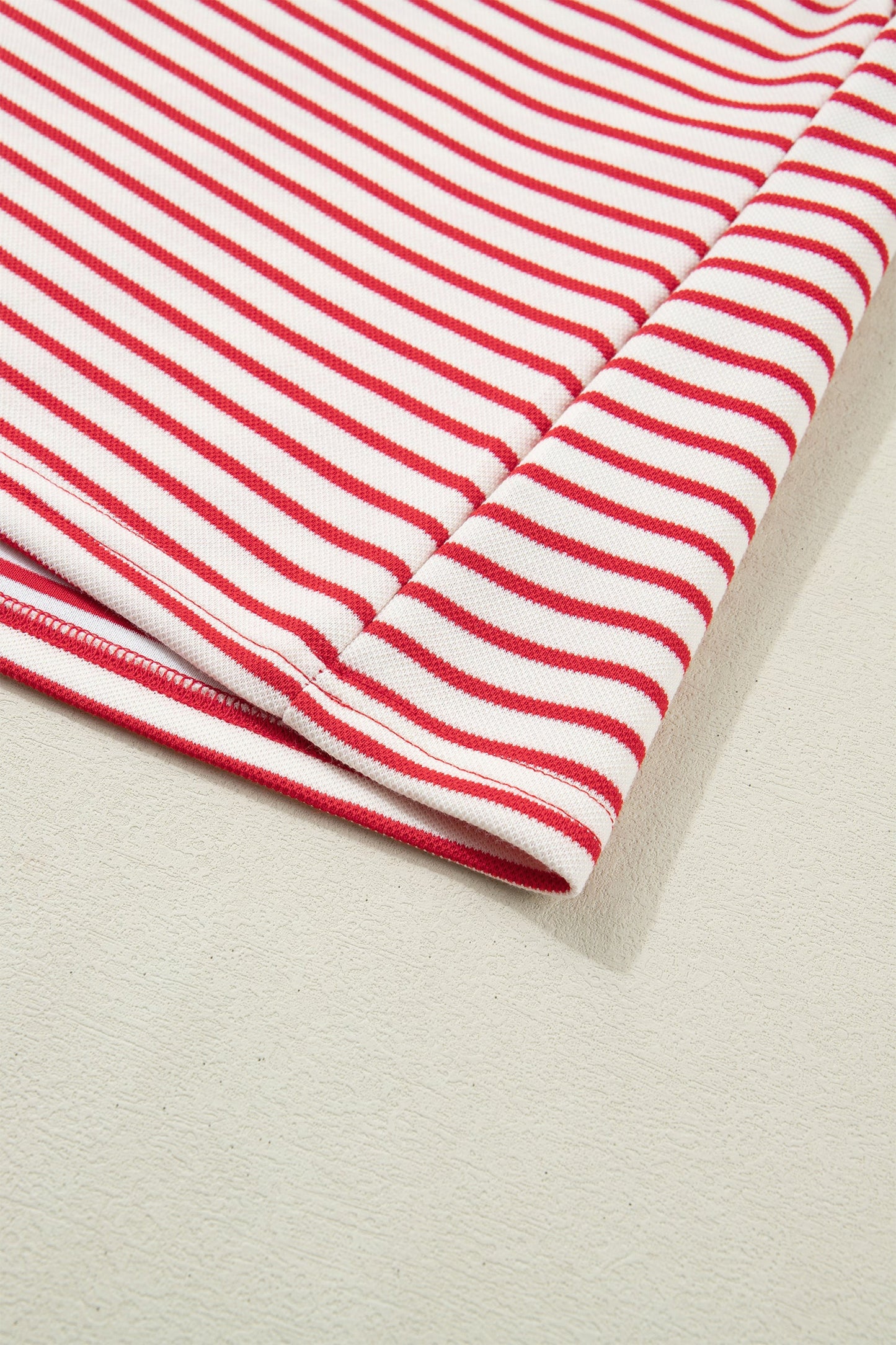 Stripe Quarter Zip Polo Collar T-Shirt Dress