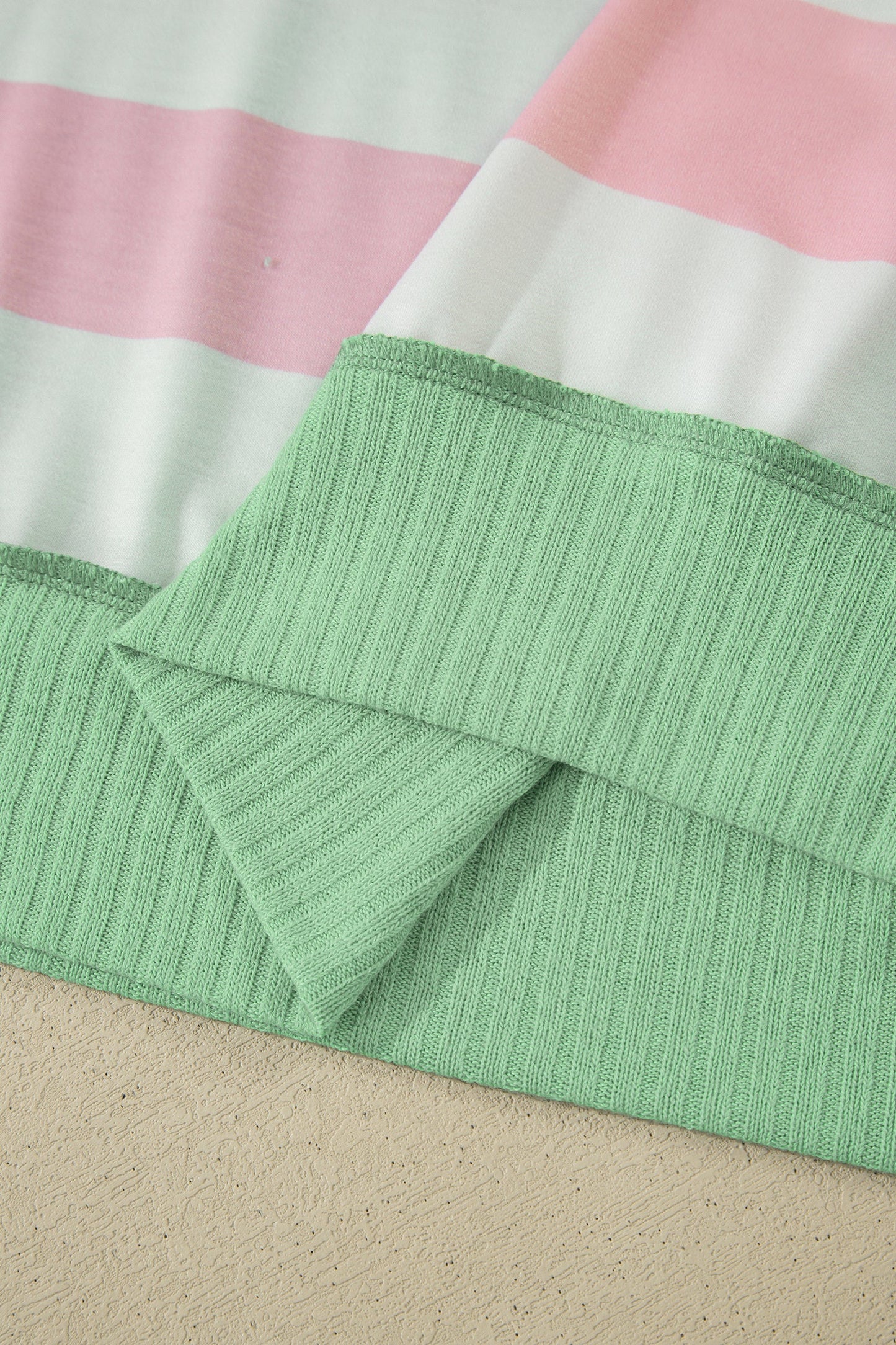 Stripe Exposed Seam Ribbed Patchwork Oversized Tee