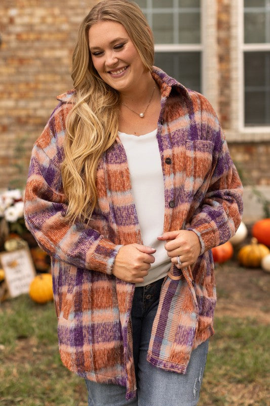 PLUS SIZE PLAID PRINT COLLARED BUTTON UP JACKET | MODERN EMPORIUM – trending fashion from Modern Emporium
