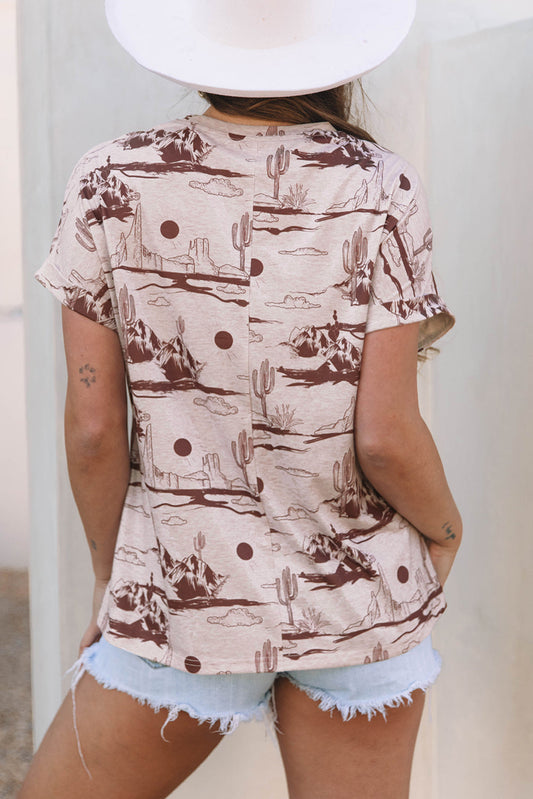 Desert Sand Short Sleeve Knit Top
