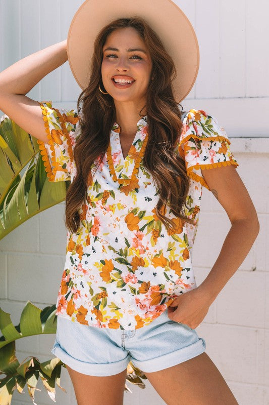 Ailany Short Sleeve Floral Blouse boutique women's apparel