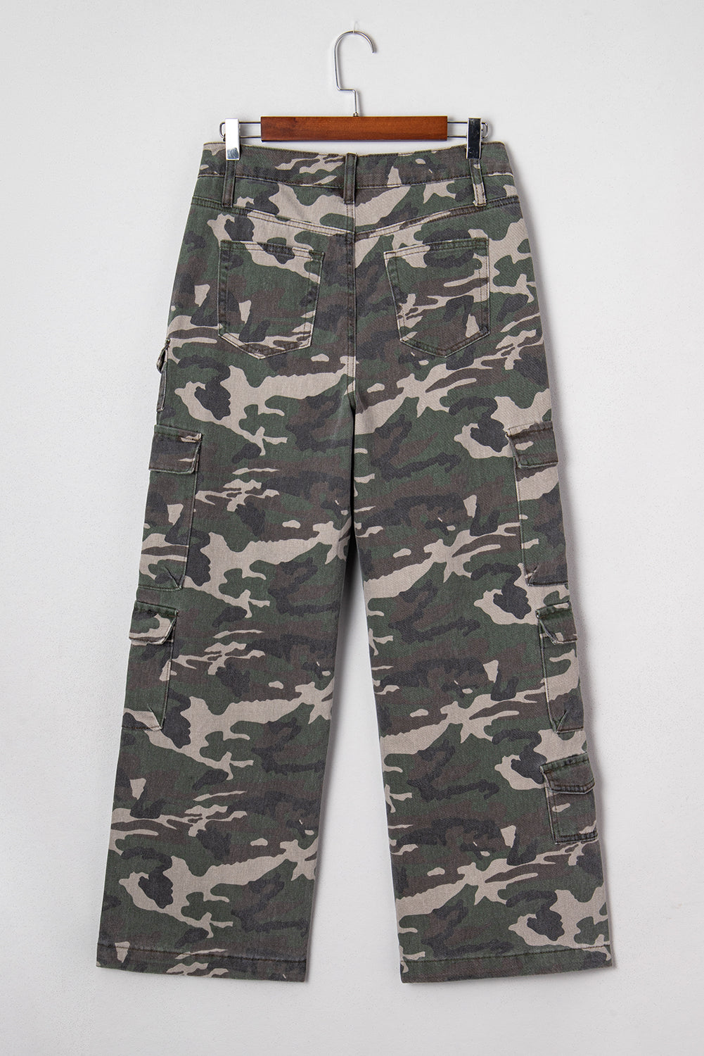Peyton Camo Multi Pocket Cargo Wide Leg Jeans