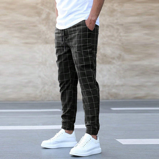 ๐งต Men's Fashion Plaid Print Drawstring Trousers
