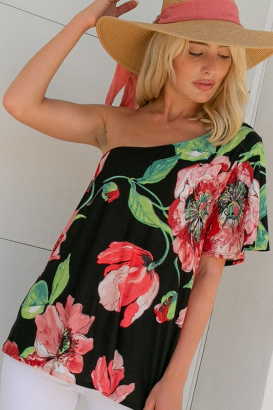 FLORAL ONE SHOULDER TOP