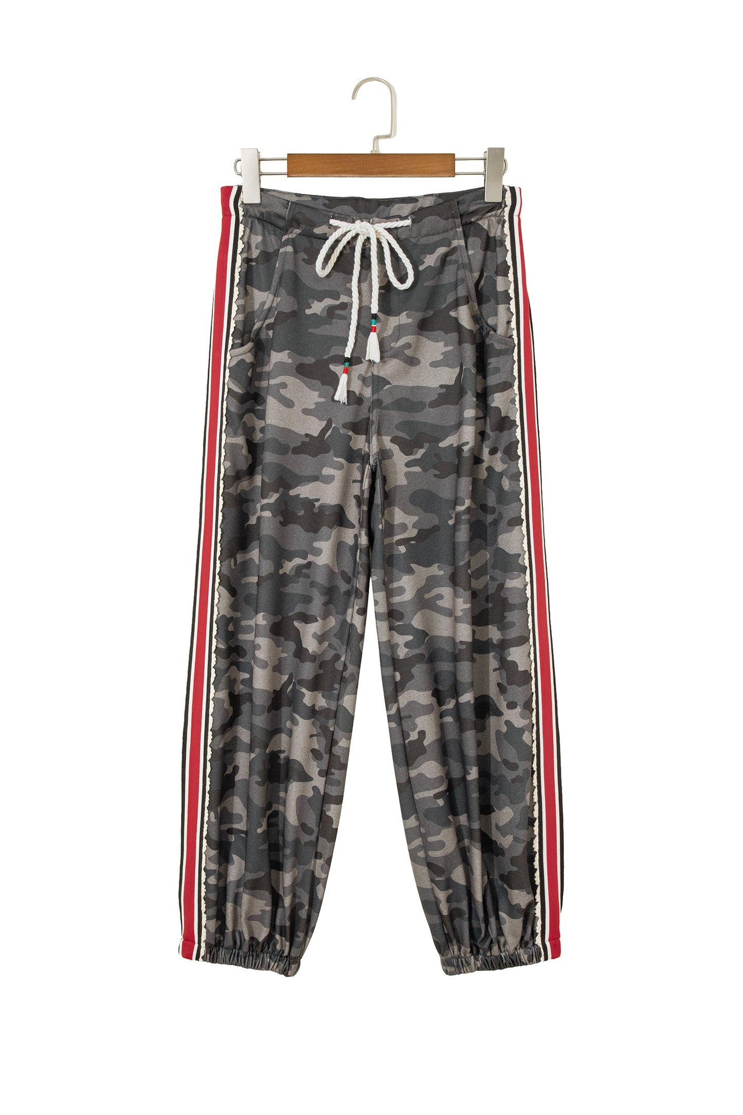 Camo Side Stripe Panel Drawstring Pants