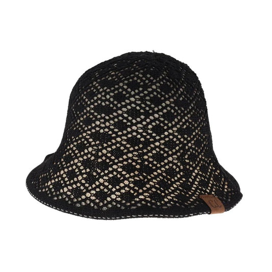 Diamond Lace Knitted Reversible C.C Cloche Bucket Hat