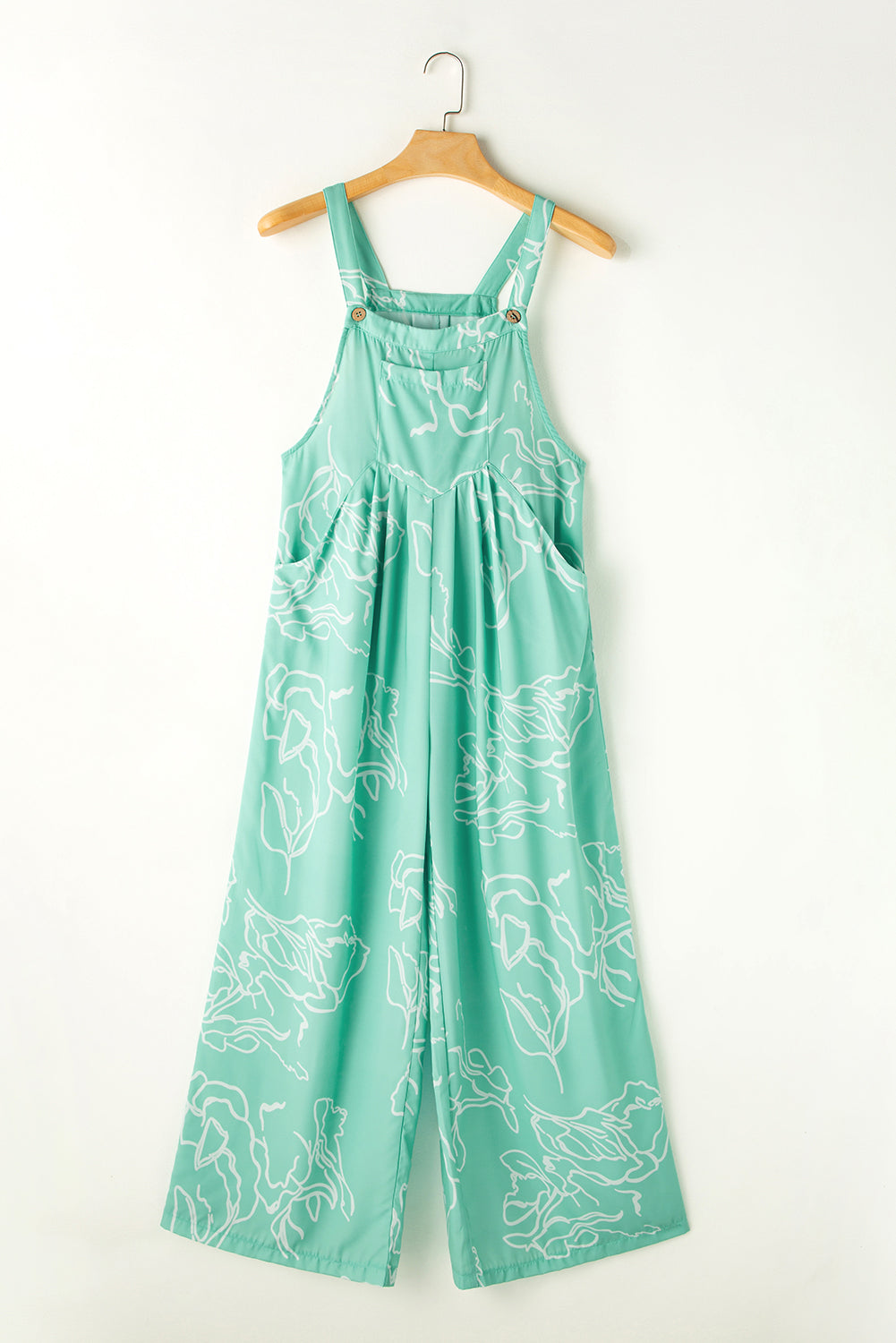 Abstract Bib Wide Leg Overall Jumpsuit