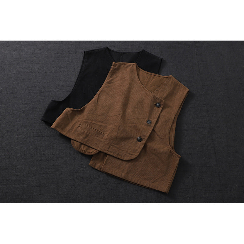 Women's Retro Straight-Cut Vest Jacket – Elegant Commuter Cardigan