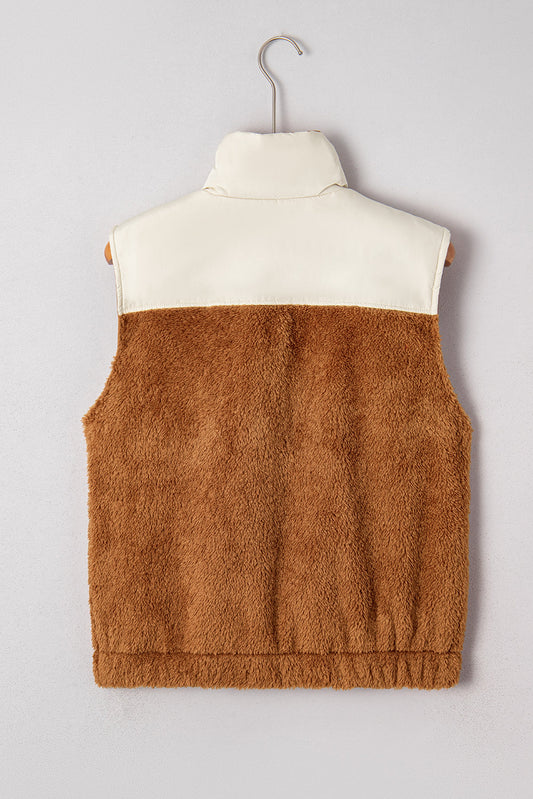 Elizabeth Patchwork Zipper Stand Vest