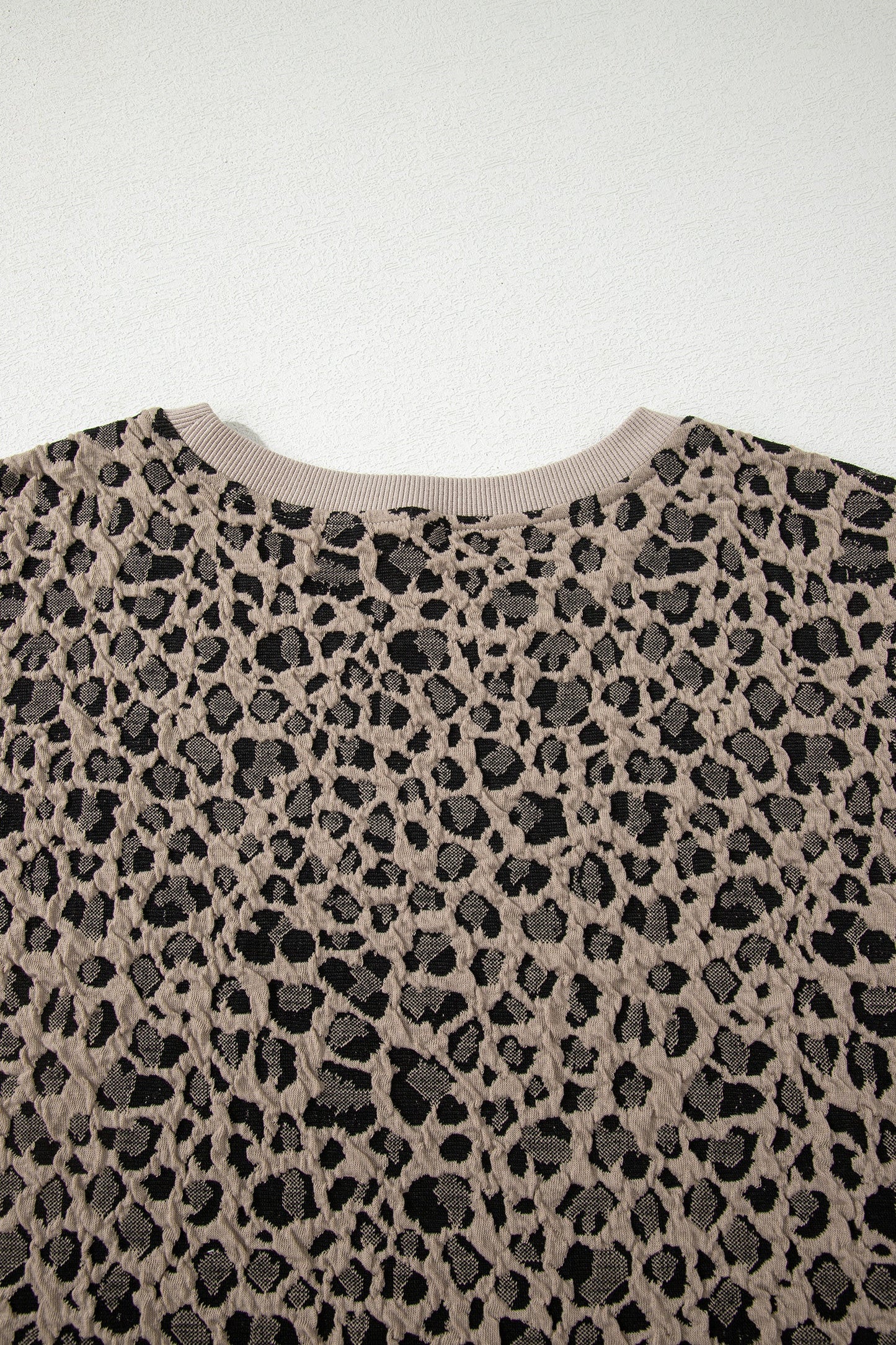 Plus Size Leopard Textured Short Sleeve T-Shirt