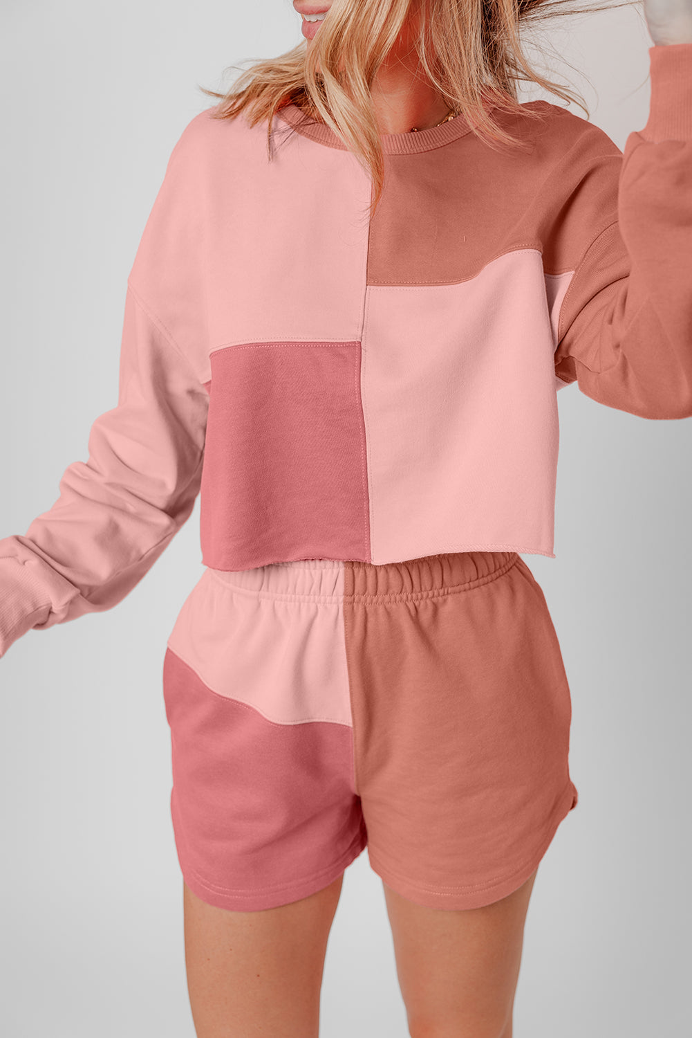 Saige Patchwork Long Sleeve Shorts
