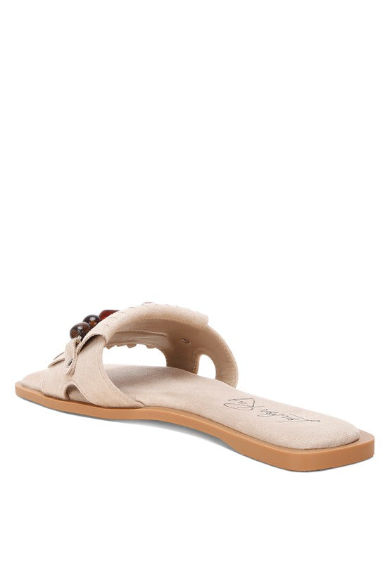 Dinasa Beaded Slip on Flats Sandals