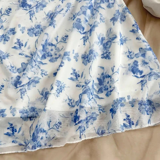 Boho Floral Spaghetti Strap Mini Dress – Ruched Ruffle Hem Vacation Sundress