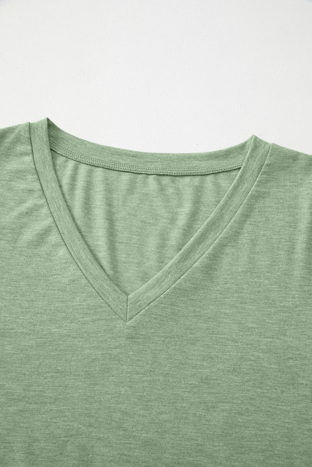 Solid V-Neck Long Sleeve Knit Top