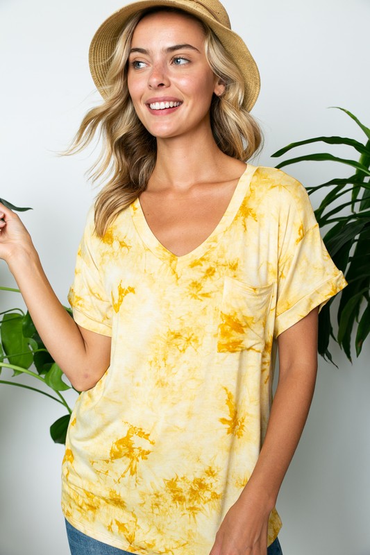 TIE DYE V NECK BOXY TOP