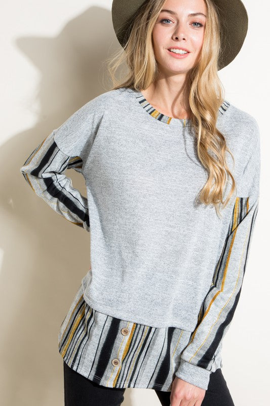 SOLID MULTI STRIPE MIXED TOP