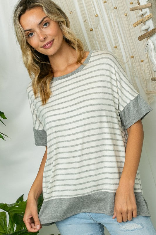 STRIPE MIXED HIGH LOW TOP