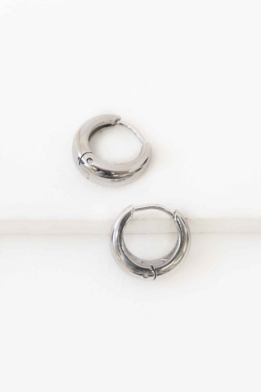 Minimal 14mm Hoop Earrings Silver