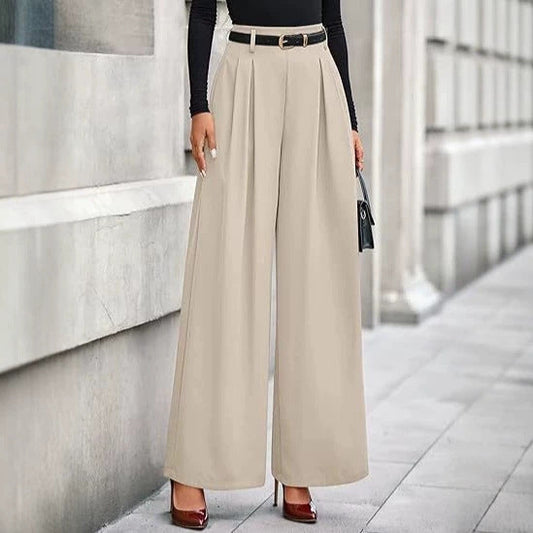 Women's Pleated Cropped Pants – Slimming Drape Adjustable Waist