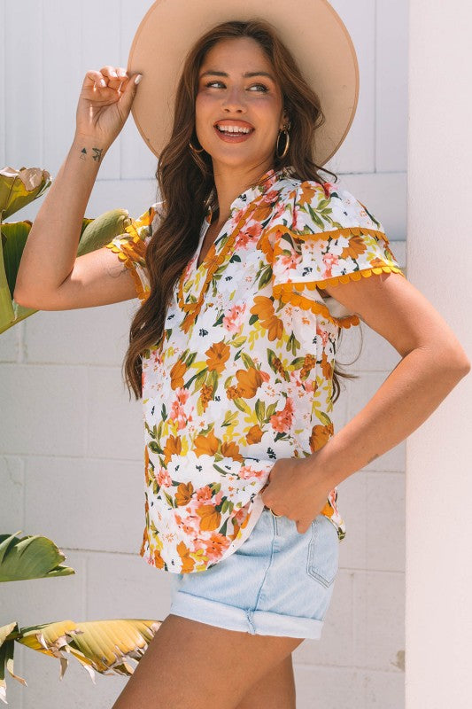 Ailany Short Sleeve Floral Blouse boutique women's apparel