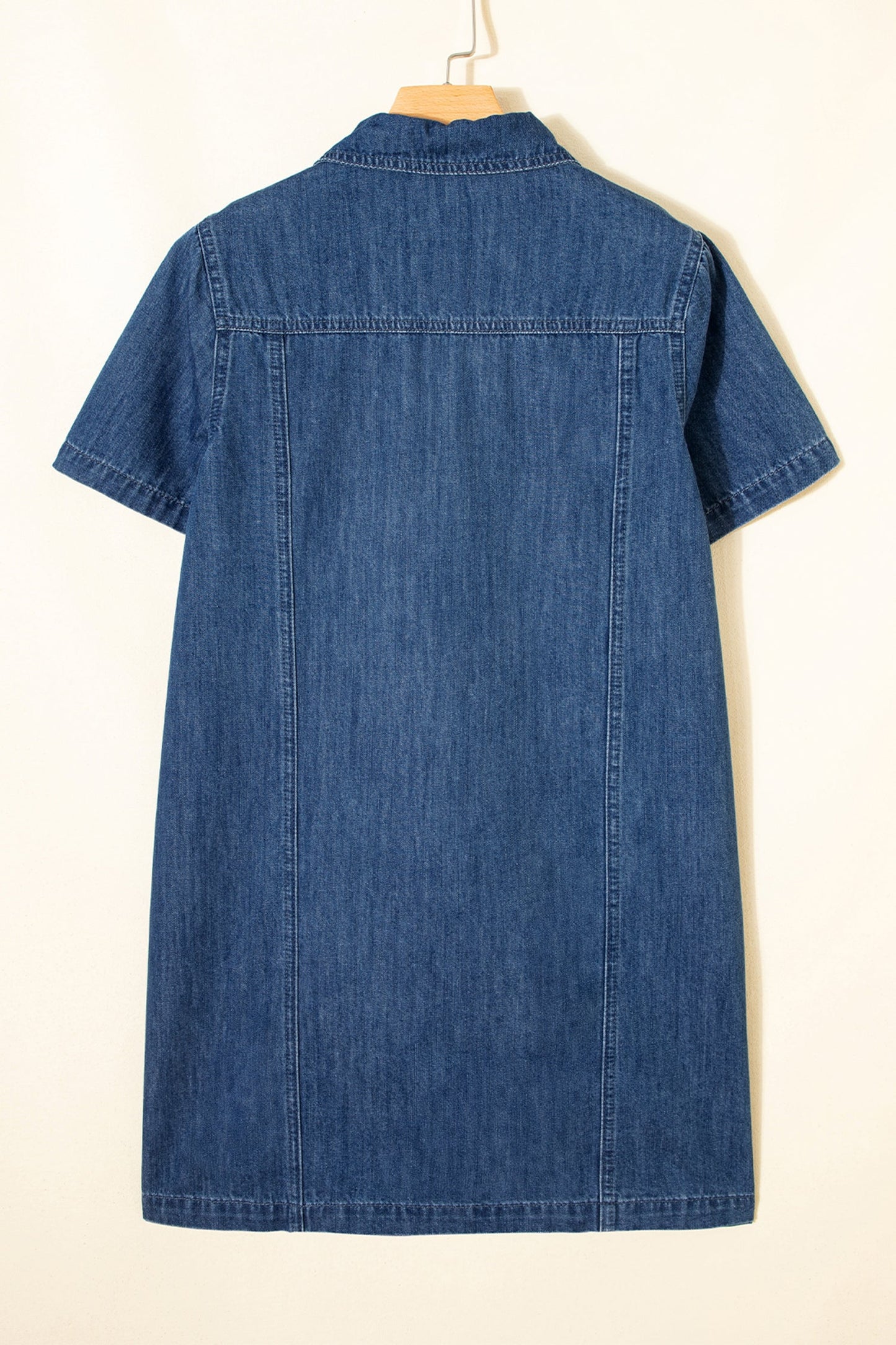 Denim Zip-Up Collar Short Sleeve Mini Dress