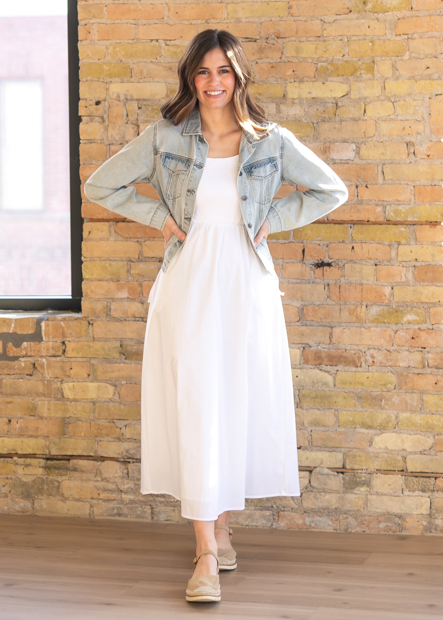Eleanor White a Line Maxi Dress