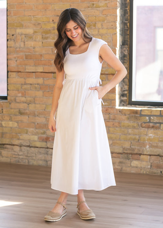 Eleanor White a Line Maxi Dress