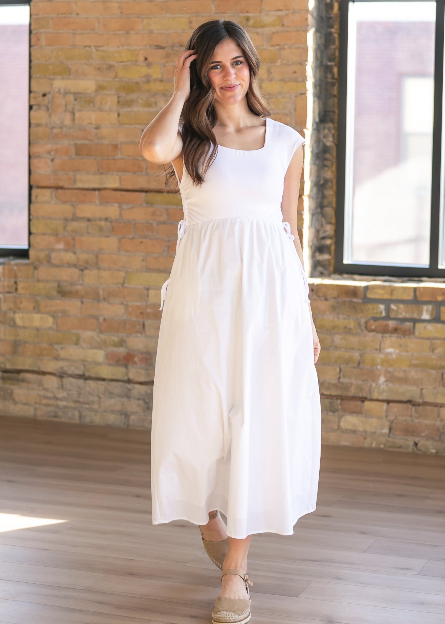 Eleanor White a Line Maxi Dress
