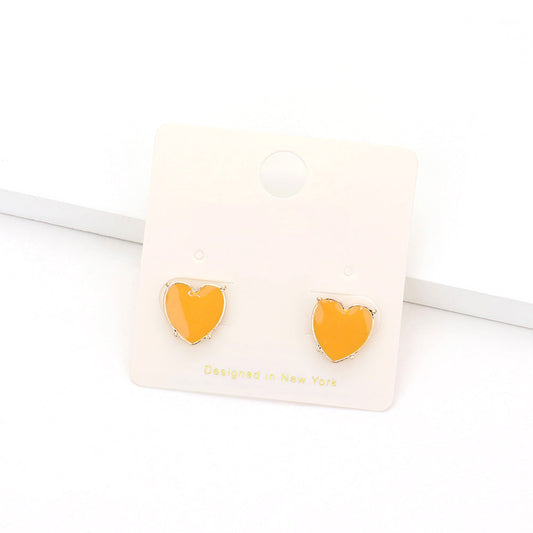 Enamel Heart Stud Earrings