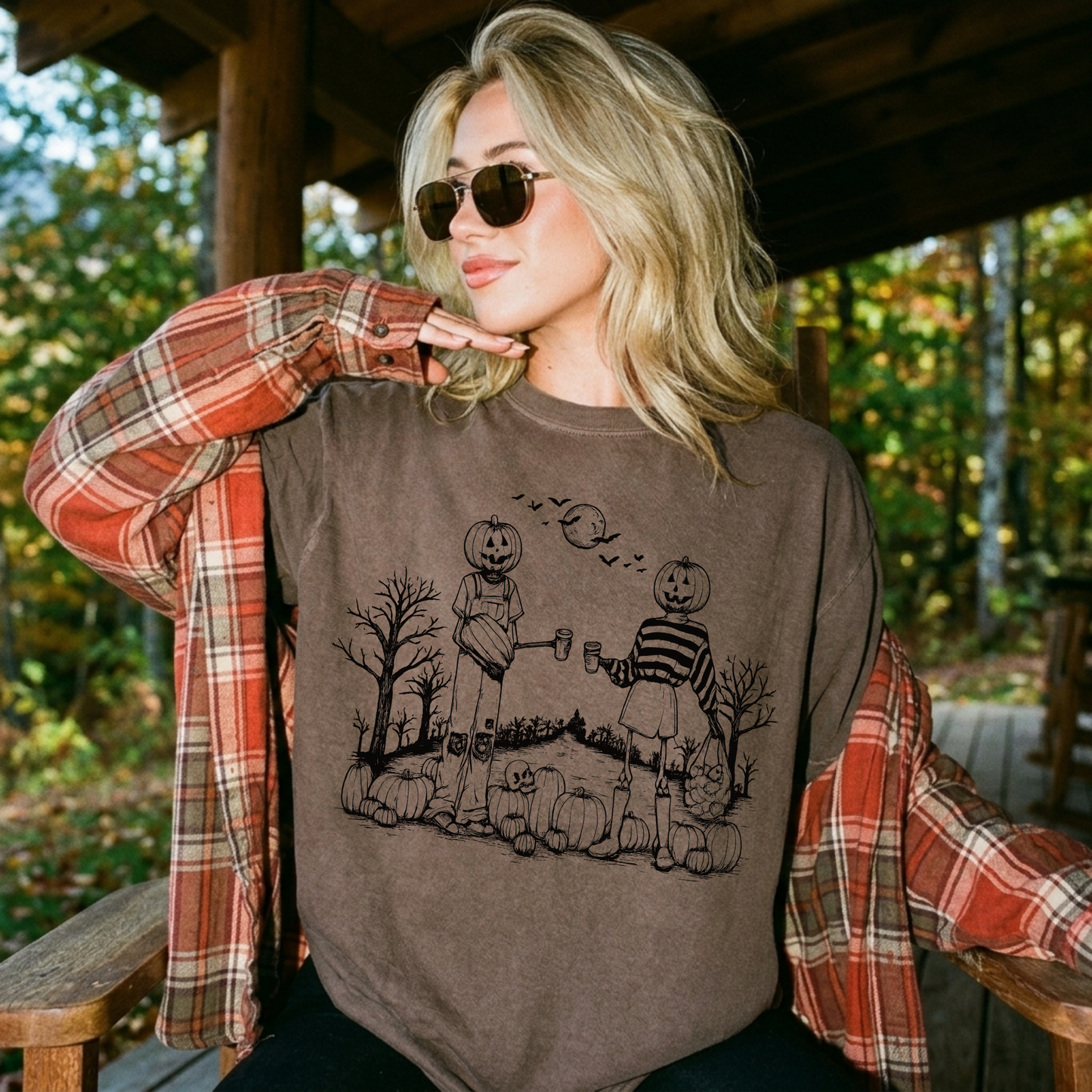 Pumpkin Besties Halloween Graphic Tee | Vintage Spooky Season Shirt for Women