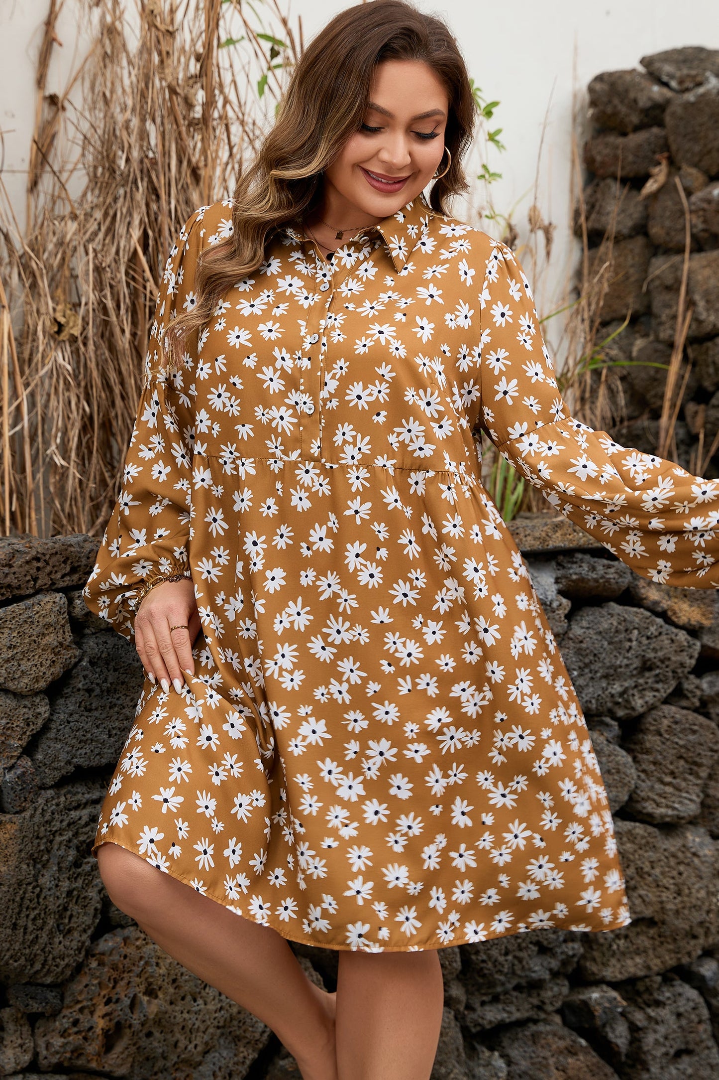 Miley Print Puff Sleeve PLUS Dress
