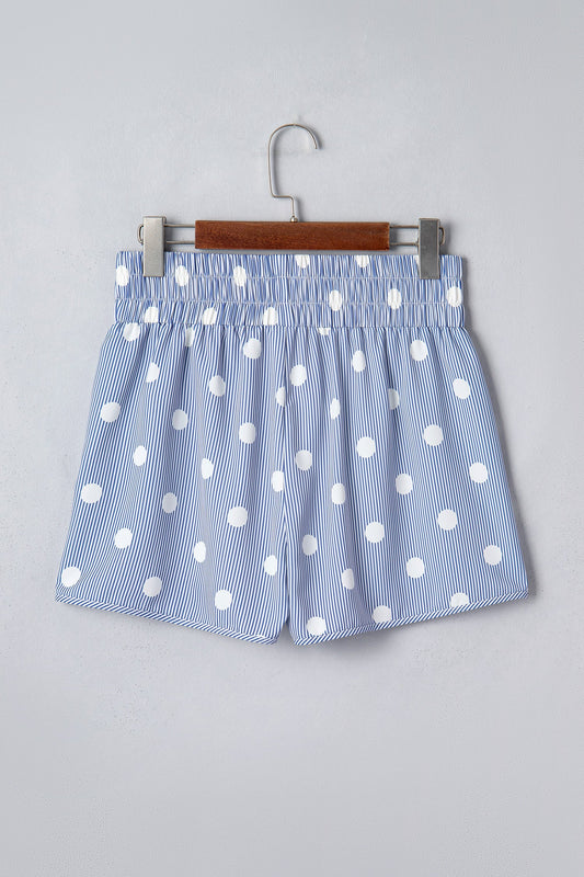 Polka Dot Shirred High Waist Shorts